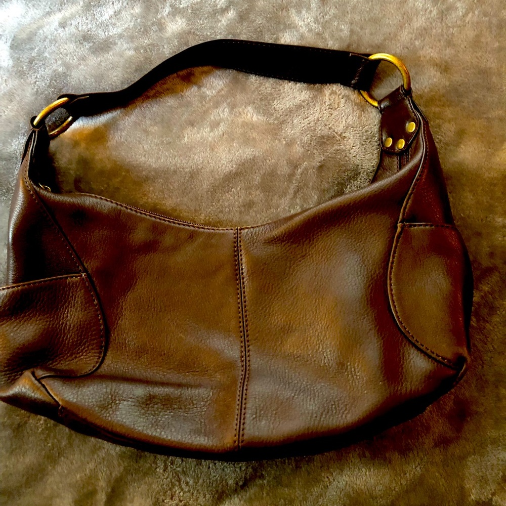 🦥EUC 90s Vintage Brown leather Hobo purse with tons of storage🦥